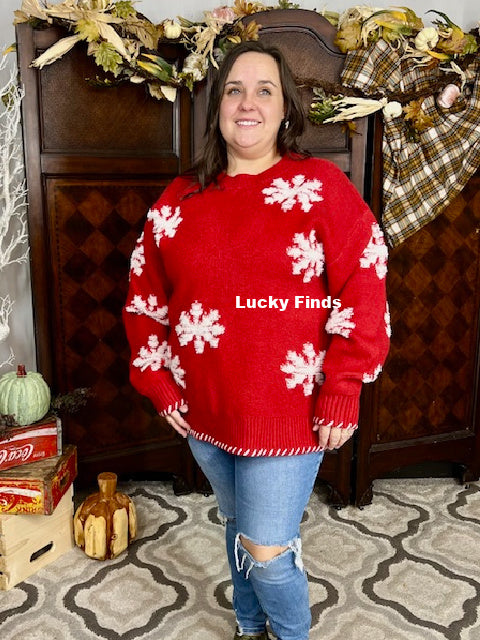 Holiday Snow Flake Curvy Sweater W108