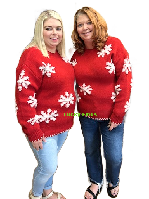 Holiday Snow Flake Curvy Sweater W108