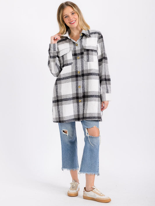 Madison Long Plaid Shacket W112