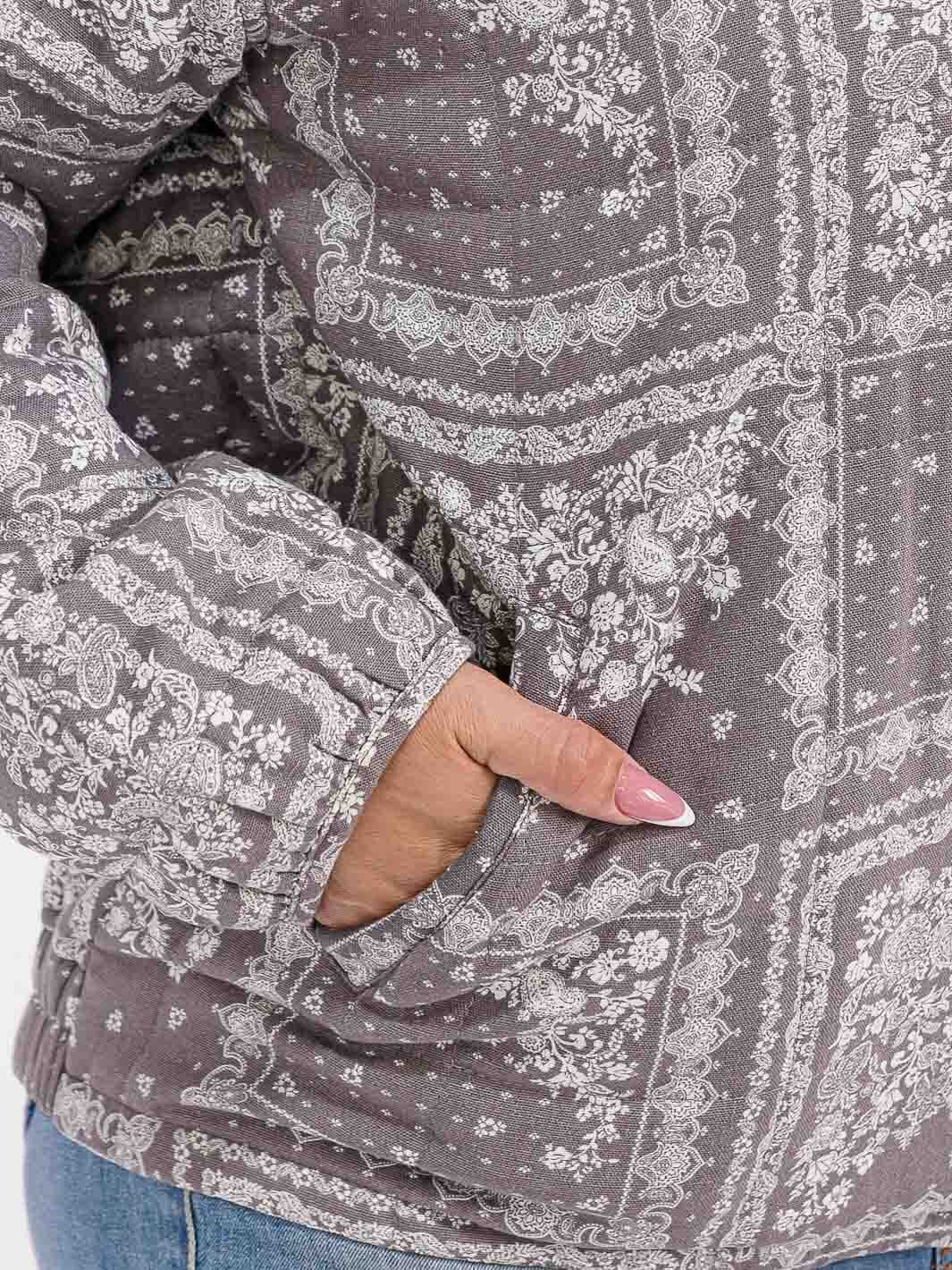 Cozy Bandana Print Curvy Jacket W233