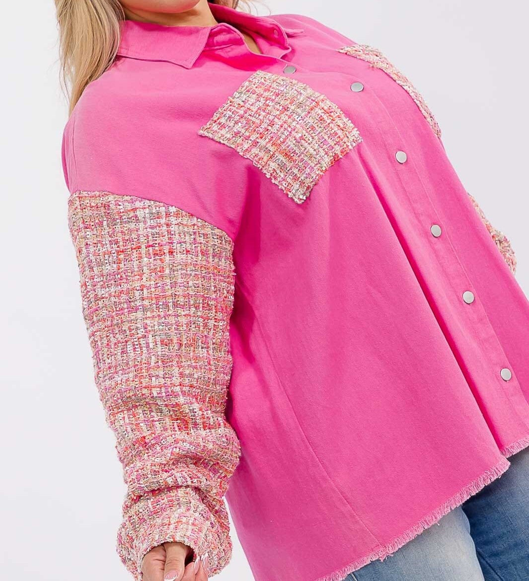 Gorgeous Tweed Curvy  Shacket W234