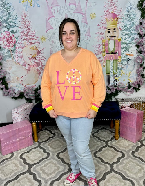 Love-Peace V-Neck Top W237 Final Sale