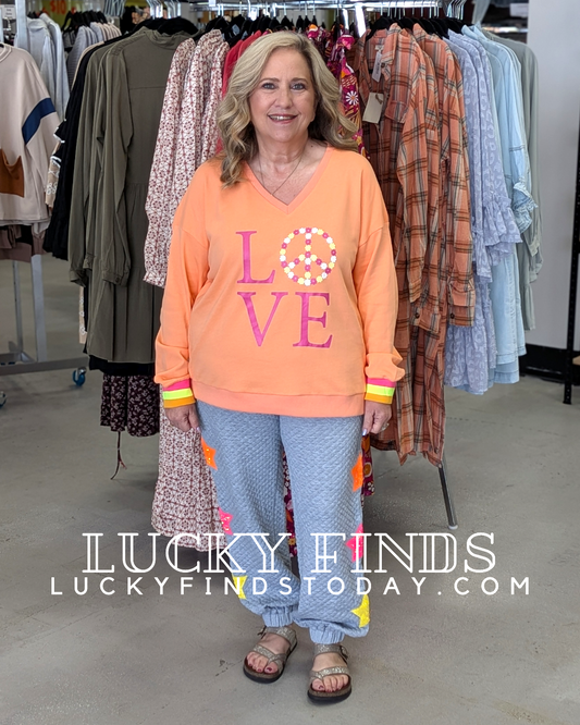 Love-Peace V-Neck Top W237