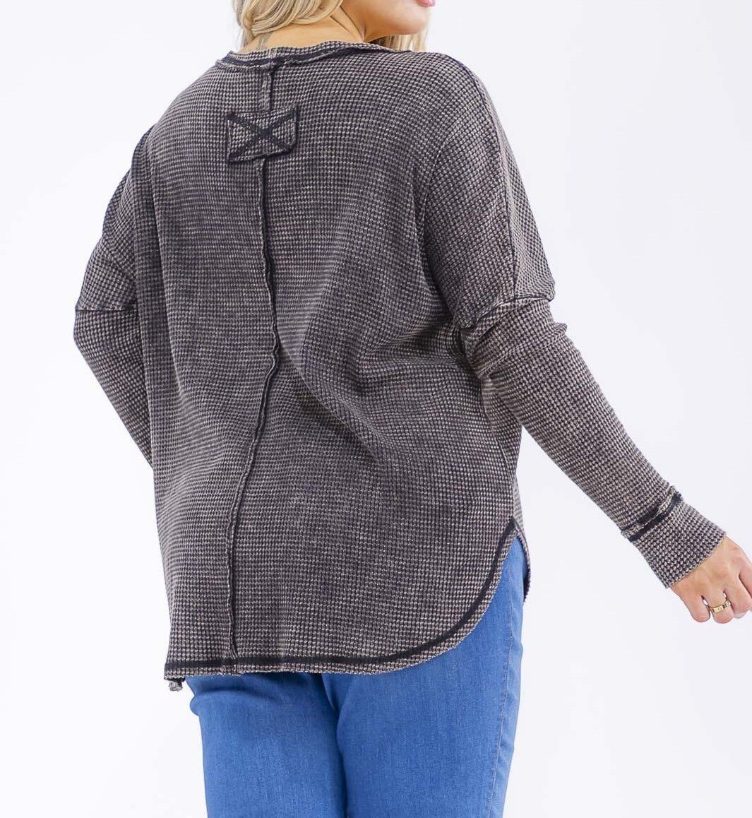 Sweet Curvy Waffle Knit Top W271