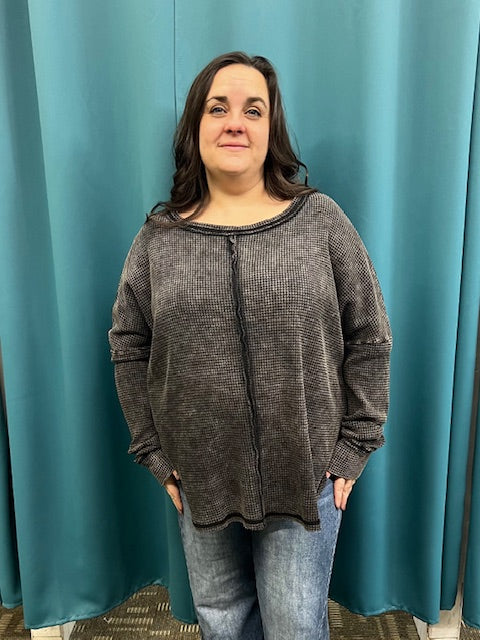 Sweet Curvy Waffle Knit Top W271
