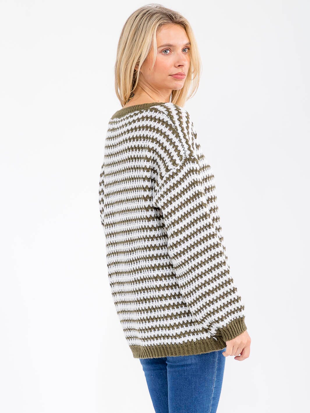 Sweet Striped Textured Top W274
