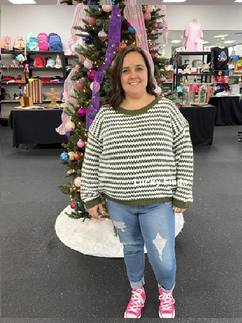 Sweet Striped Textured Top W274