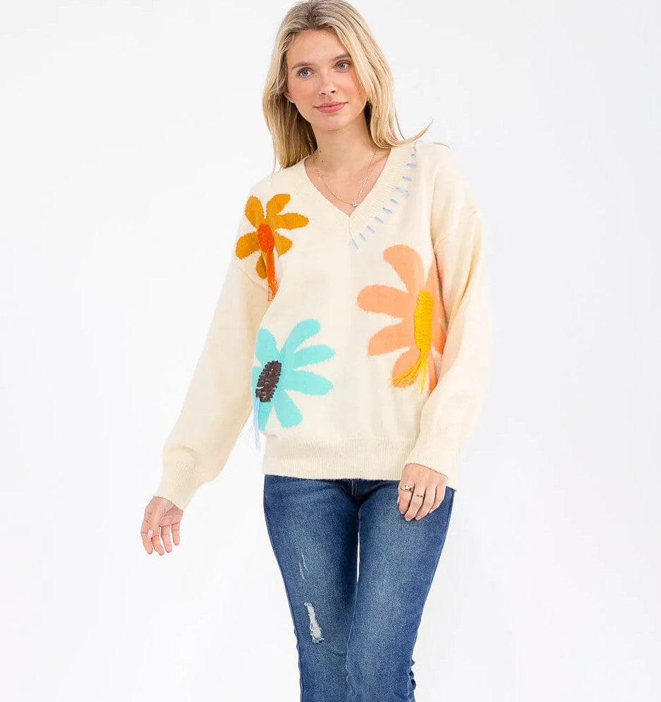 Graceful Floral Sweater W283