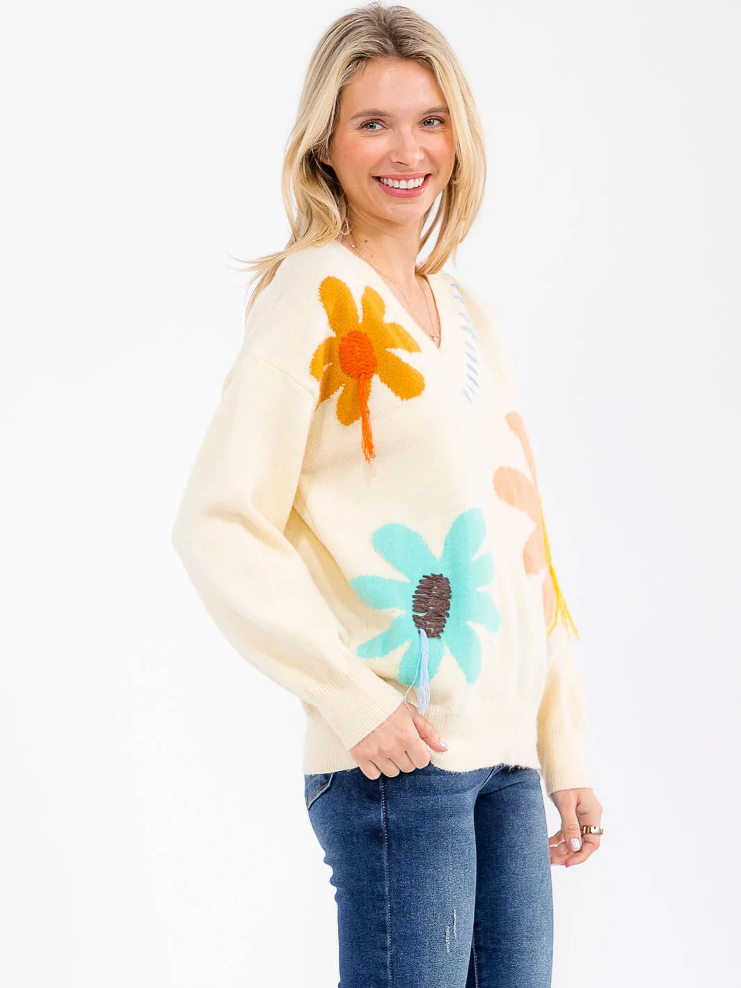 Graceful Floral Sweater W283