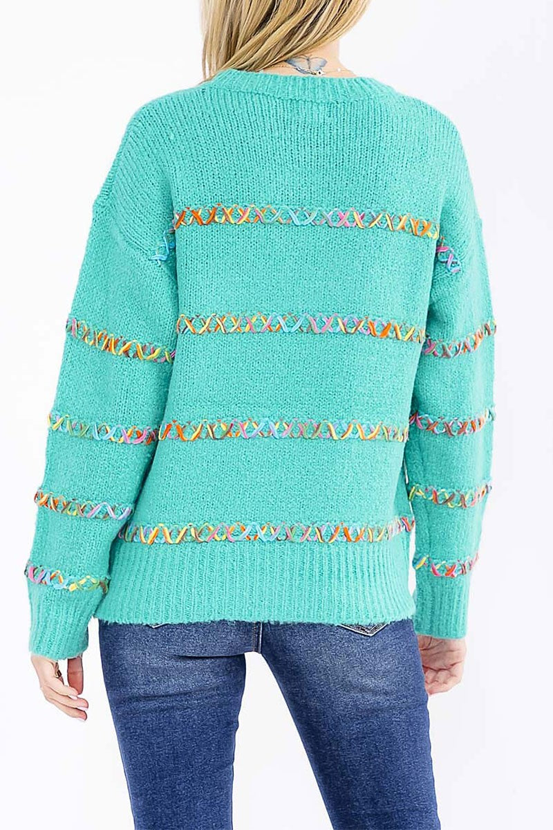 Multi Color Stich Sweater W289