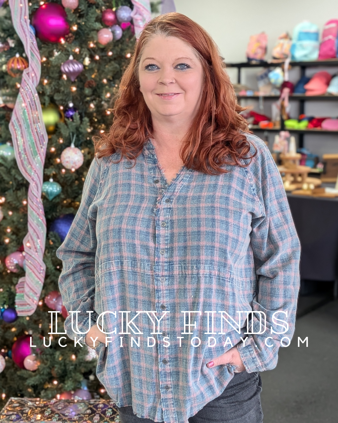 Memory Lane Curvy Plaid Top W296