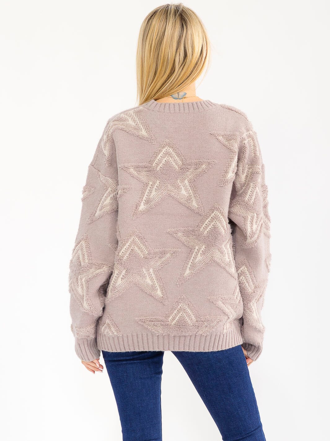 Star Print Knit Sweater Top W300