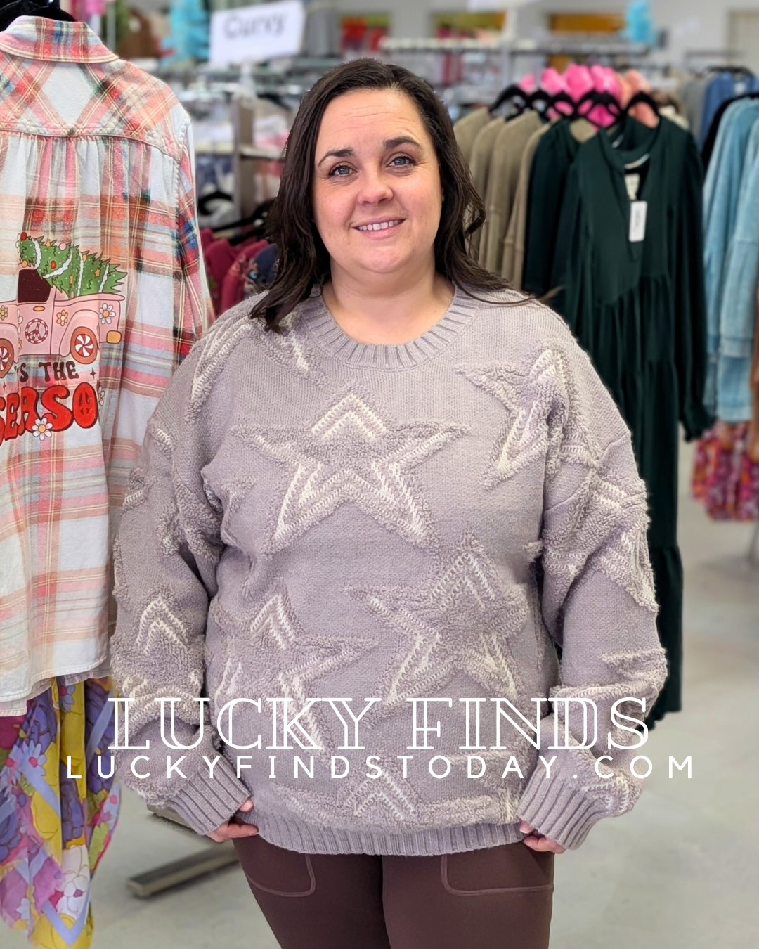 Star Print Knit Sweater Top W300