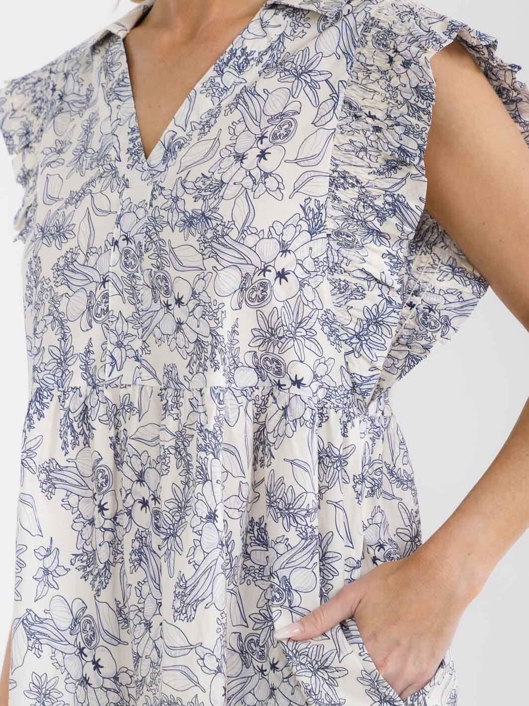 Tranquil Floral Tiered Multi Print Dress W321