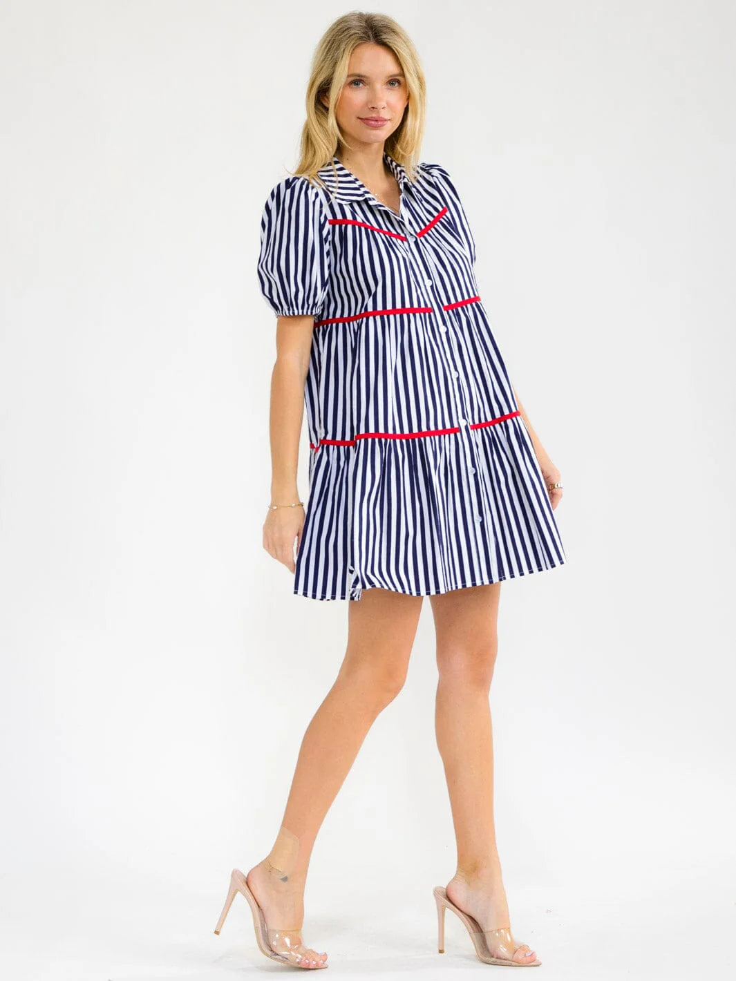 Enchanting Colorblock Striped Dress W334