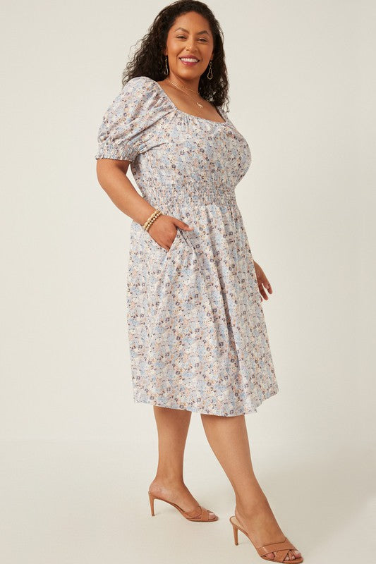 Curvy Girl Smocked Babydoll Dress W339