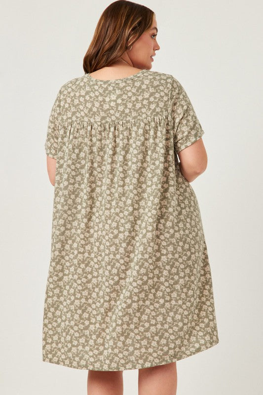 Summer Curvy Floral Pockets Dress W342