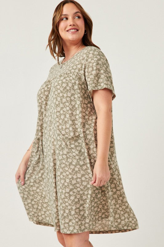 Summer Curvy Floral Pockets Dress W342