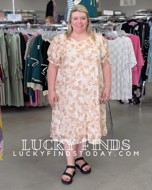 Vibrant Floral Print Curvy Midi W366