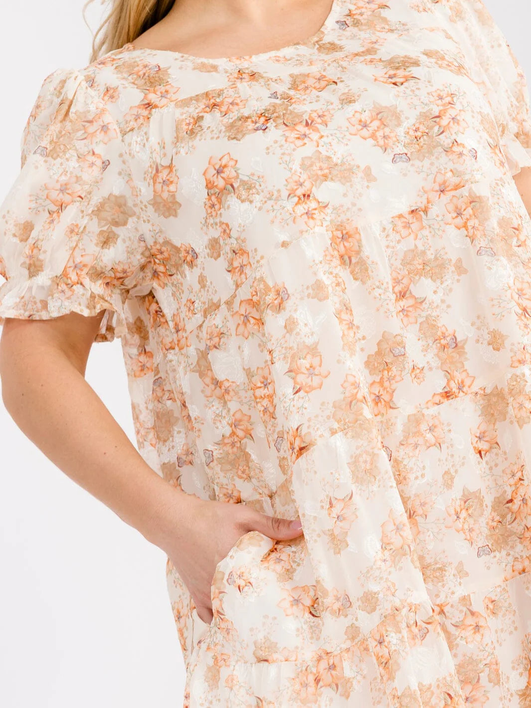 Vibrant Floral Print Curvy Midi W366