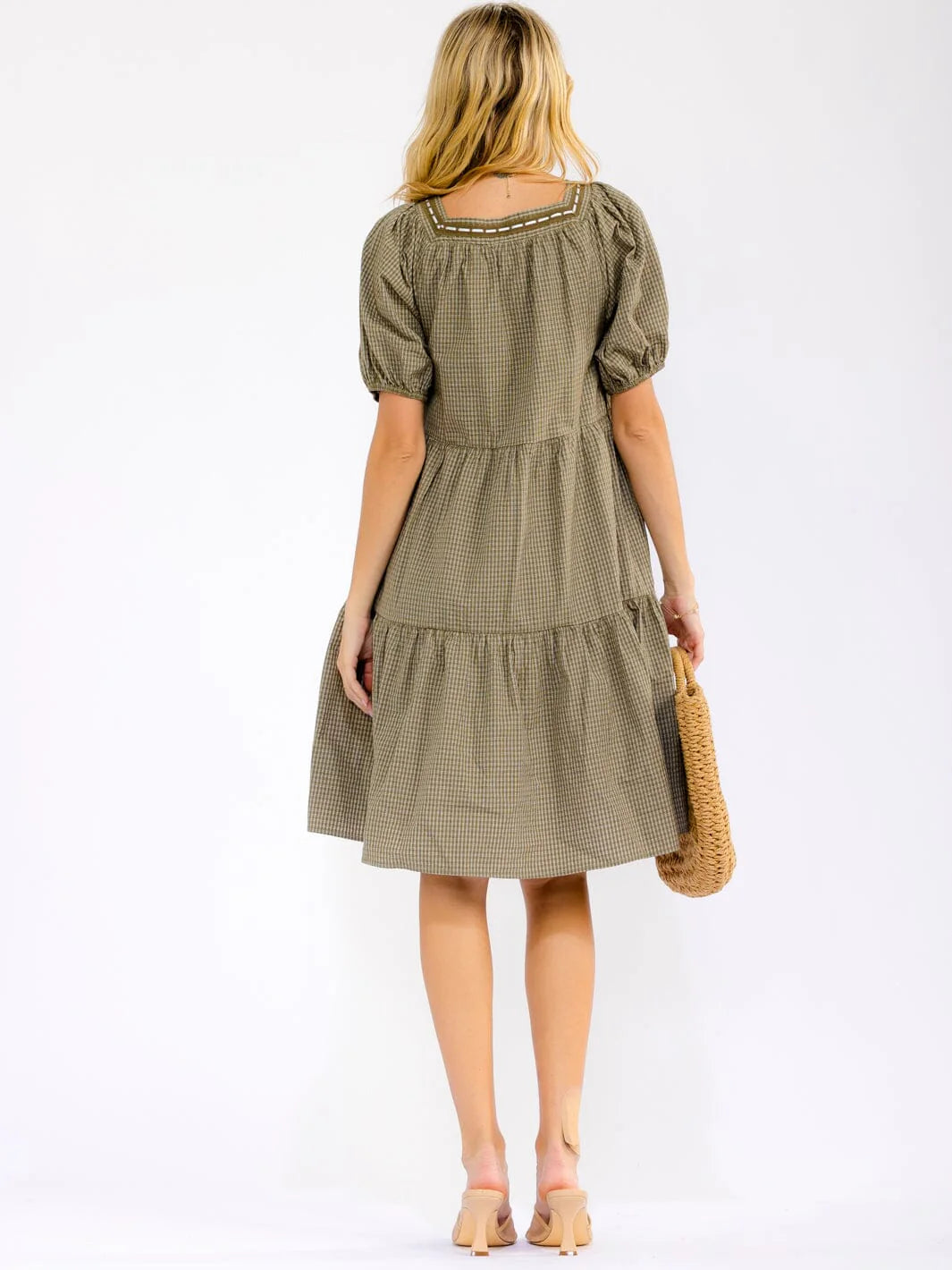 Alluring  Checkered Tiered Dress W372