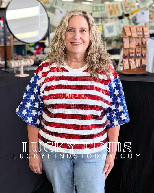 American Flag Sequins Top W377 Final Sale