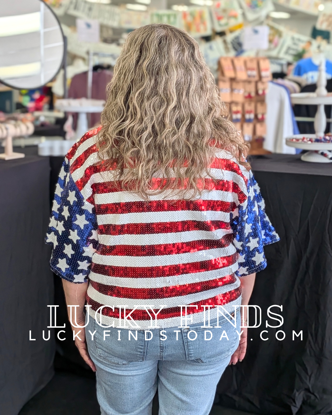 American Flag Sequins Top W377 Final Sale