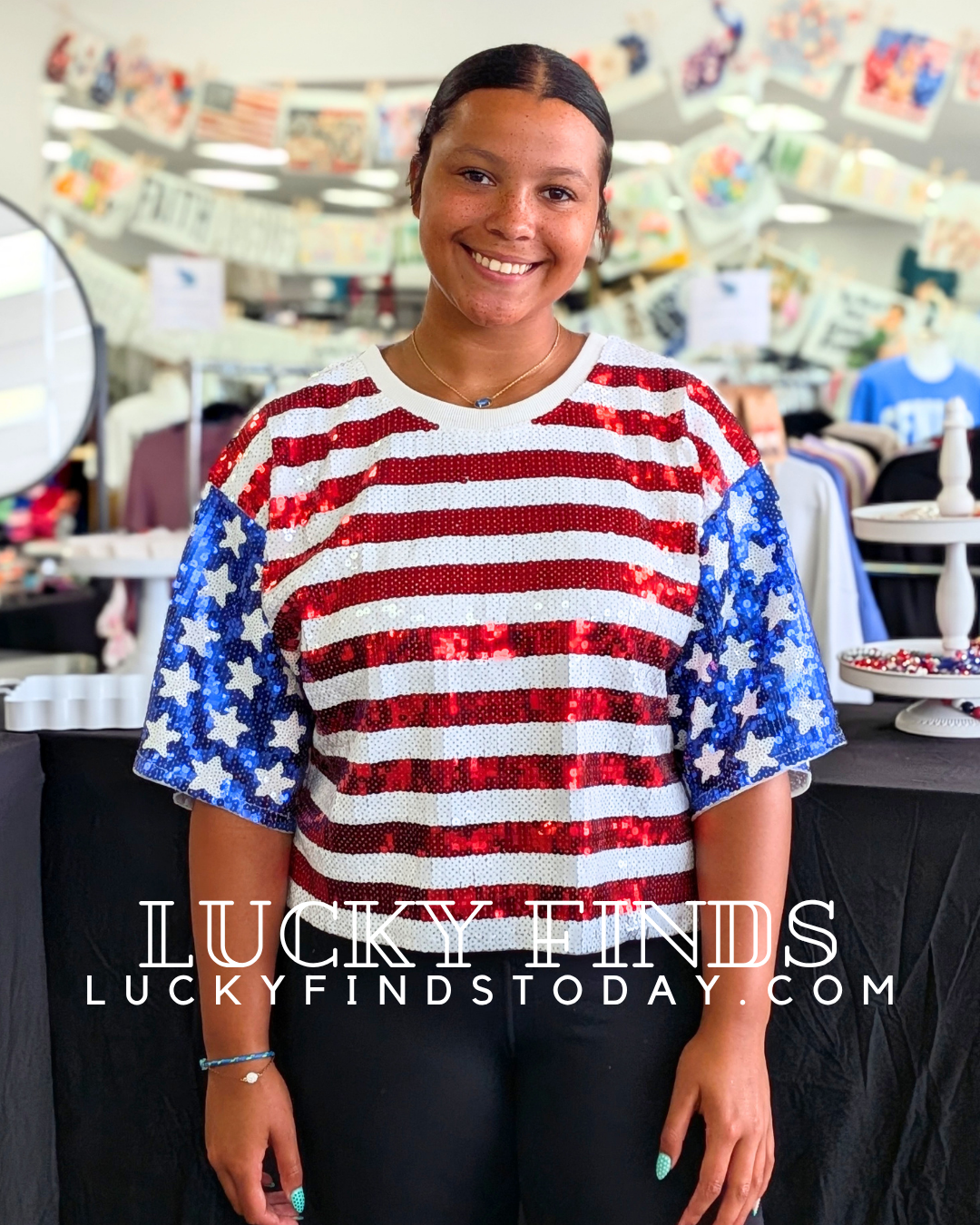 American Flag Sequins Top W377 Final Sale