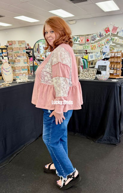 Forever Lace Trim Top  W421
