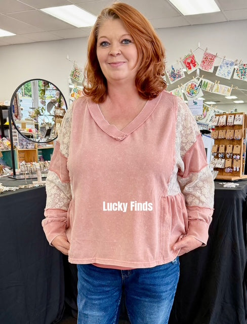 Forever Lace Trim Top  W421