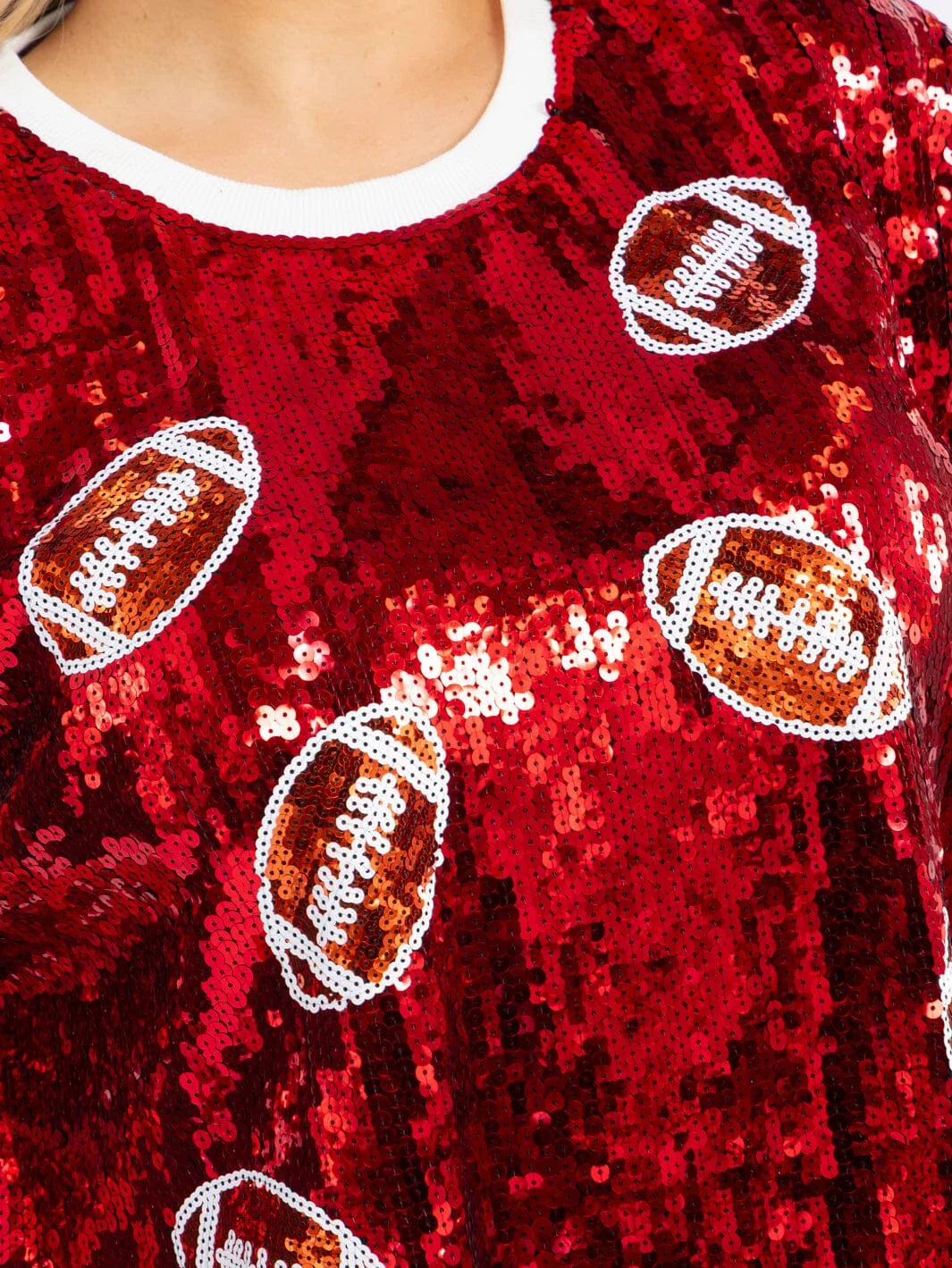Fun Football Sequin Curvy Top W448