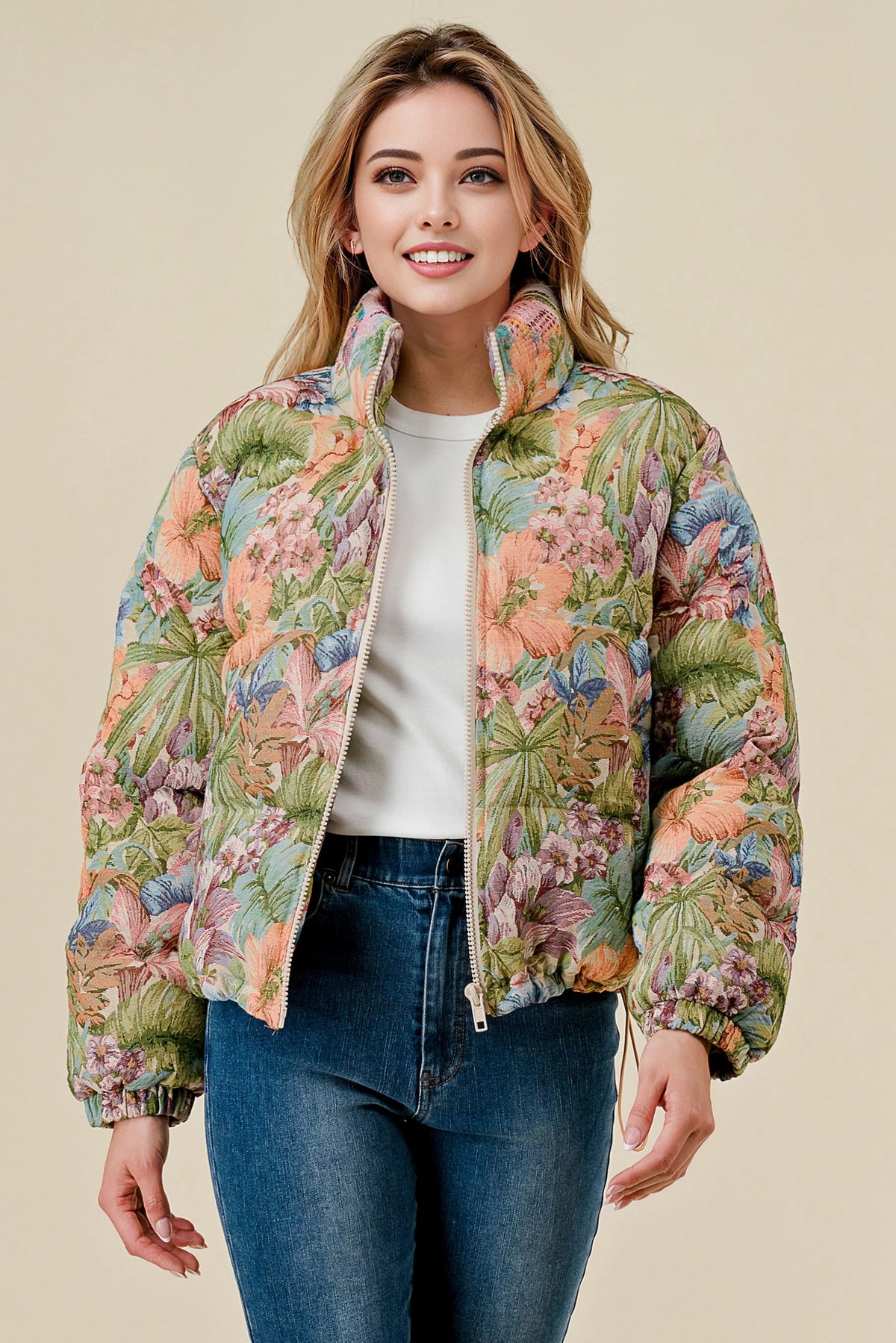 My Warm Floral Puffer Jacket W450