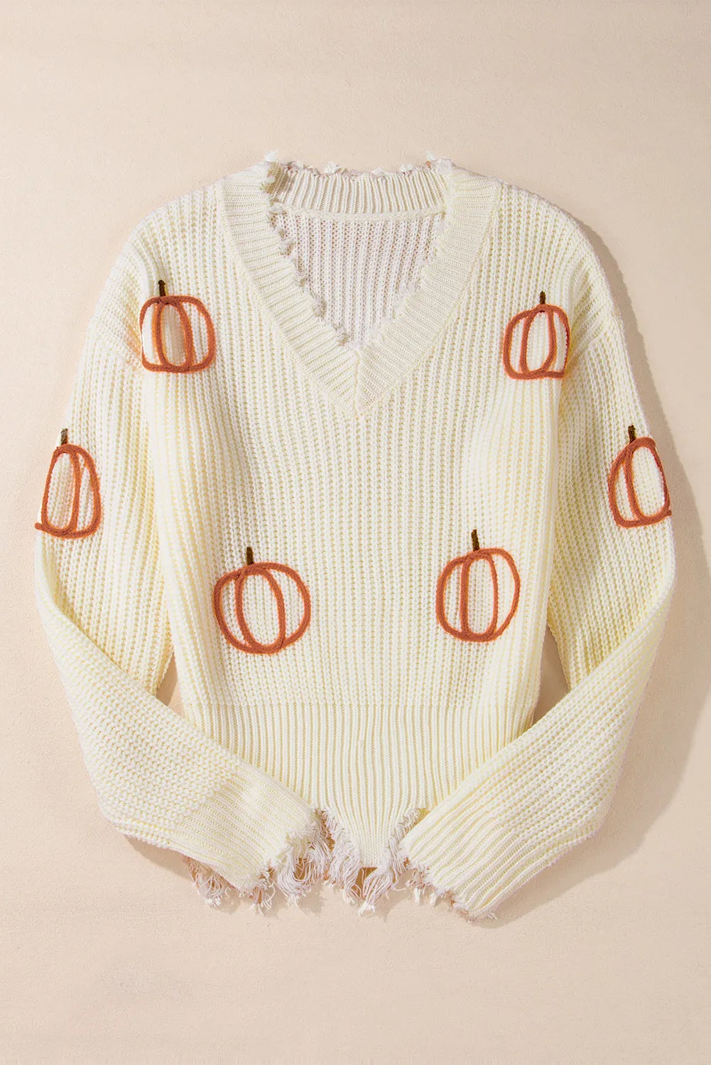 Pumpkin Embroidered Sweater W463