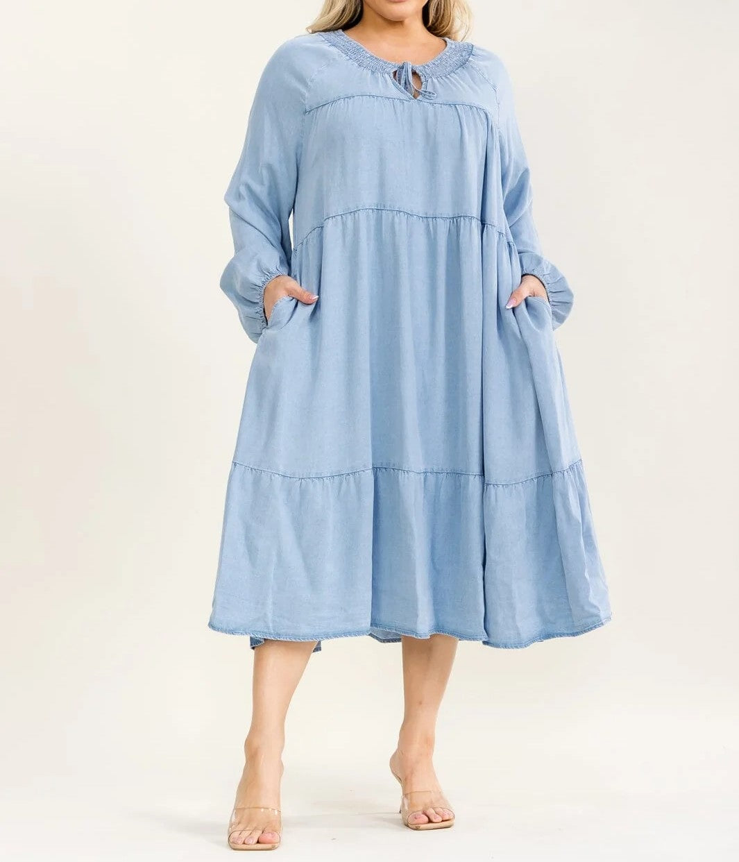 Vintage Chambray Curvy Midi W466