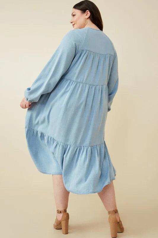 Vintage Chambray Curvy Midi W466