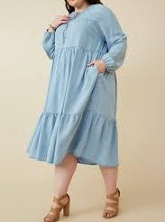 Vintage Chambray Curvy Midi W466