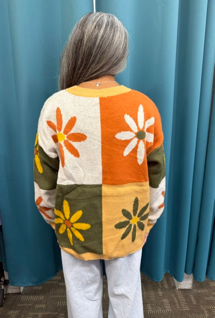 Loving Flower Colorblock Sweater W476