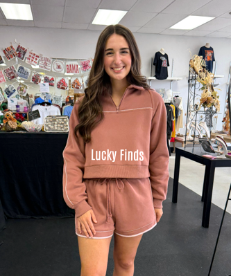 Gingham Sweatshirt/Short Set W483