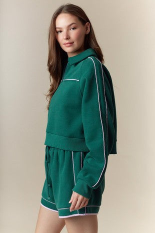 Gingham Sweatshirt/Short Set W483