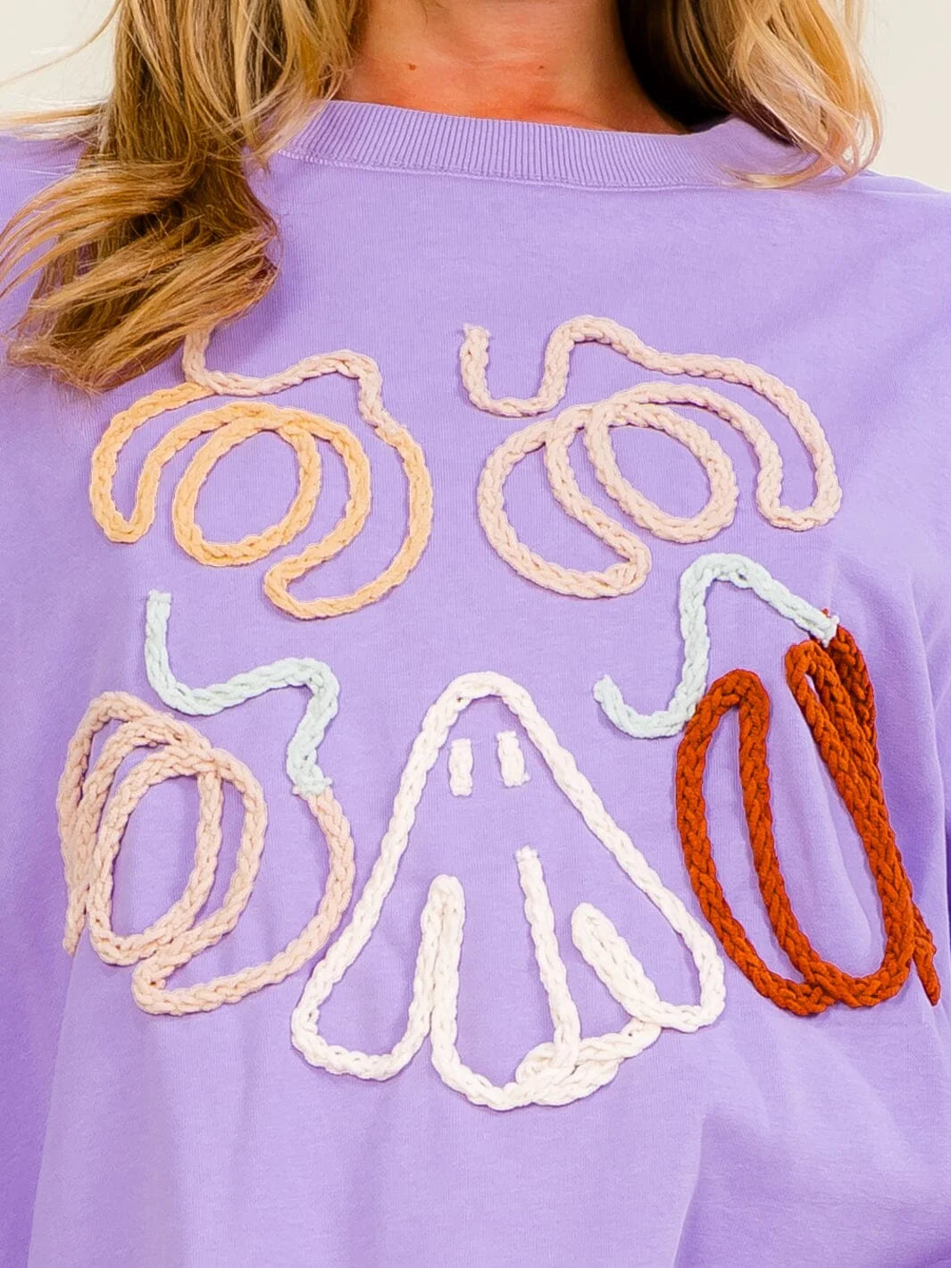 Chenille Pumpkin Applique Top W485