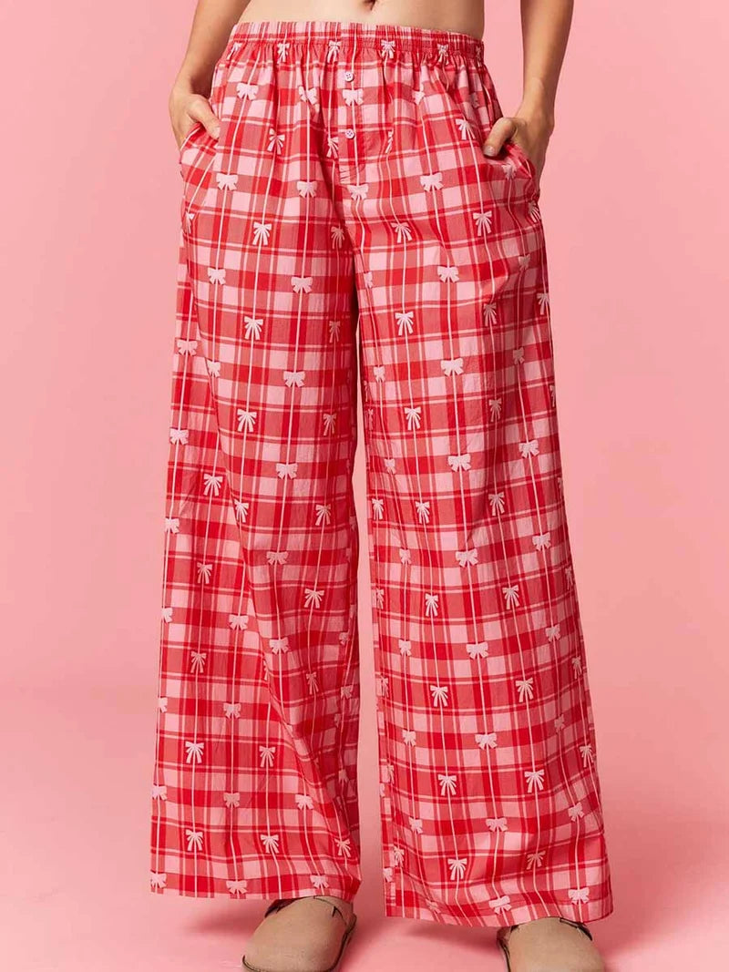 Gingham Bow Poplin Pants W496