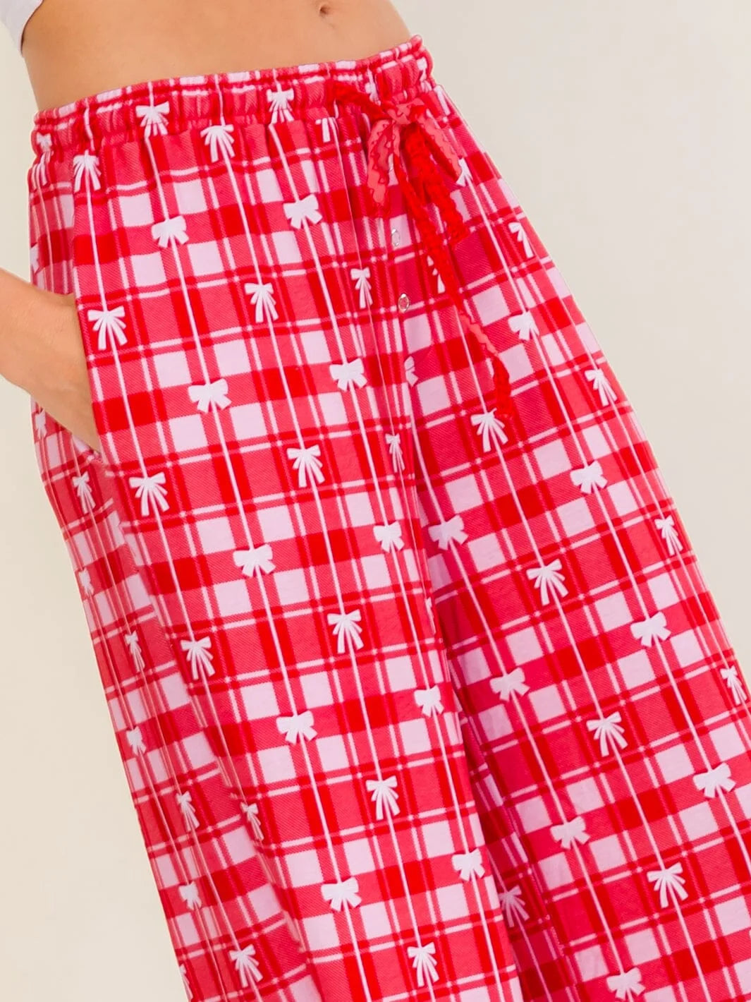 Gingham Bow Poplin Pants W496