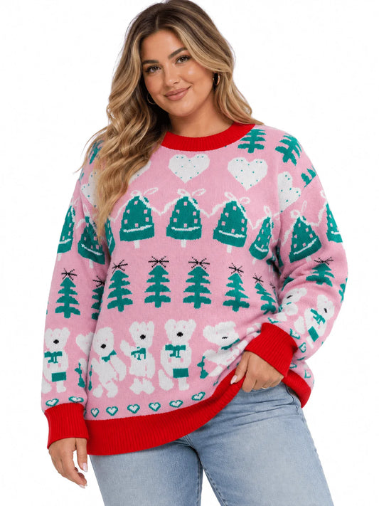 Holiday Print Sweater Top W498