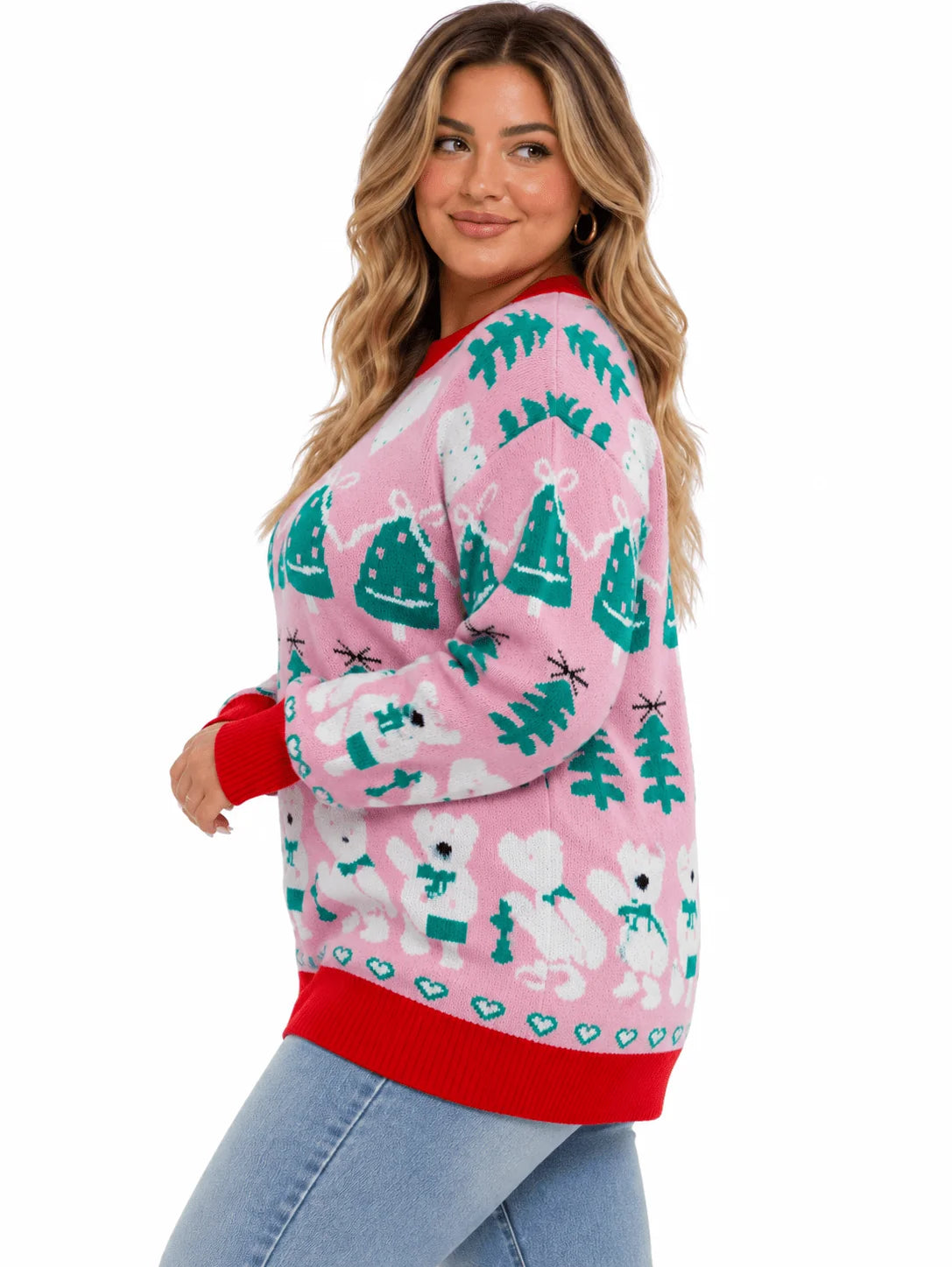 Holiday Print Sweater Top W498