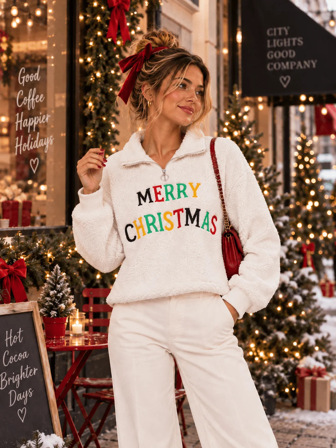 Merry Christmas Sherpa Top W501