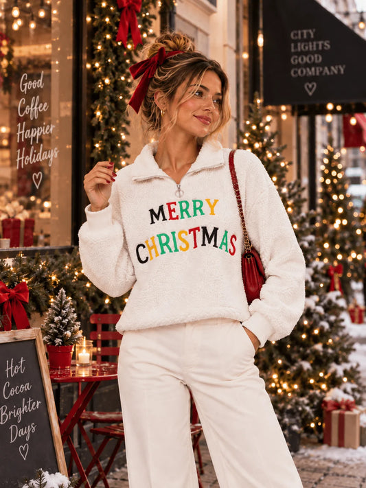 Merry Christmas Sherpa Top W501