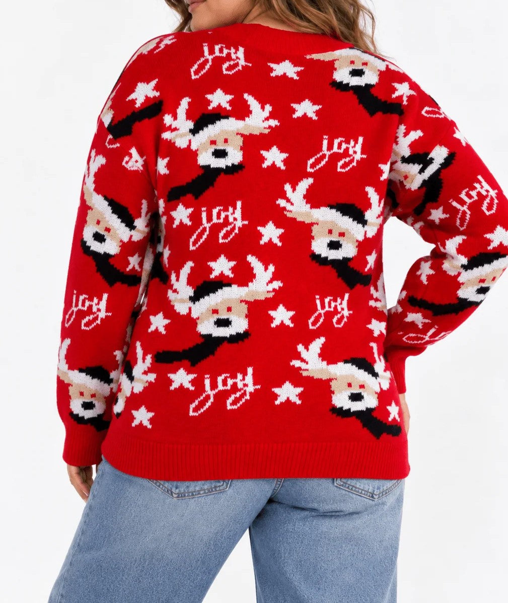 Holiday Print Sweater Top W502