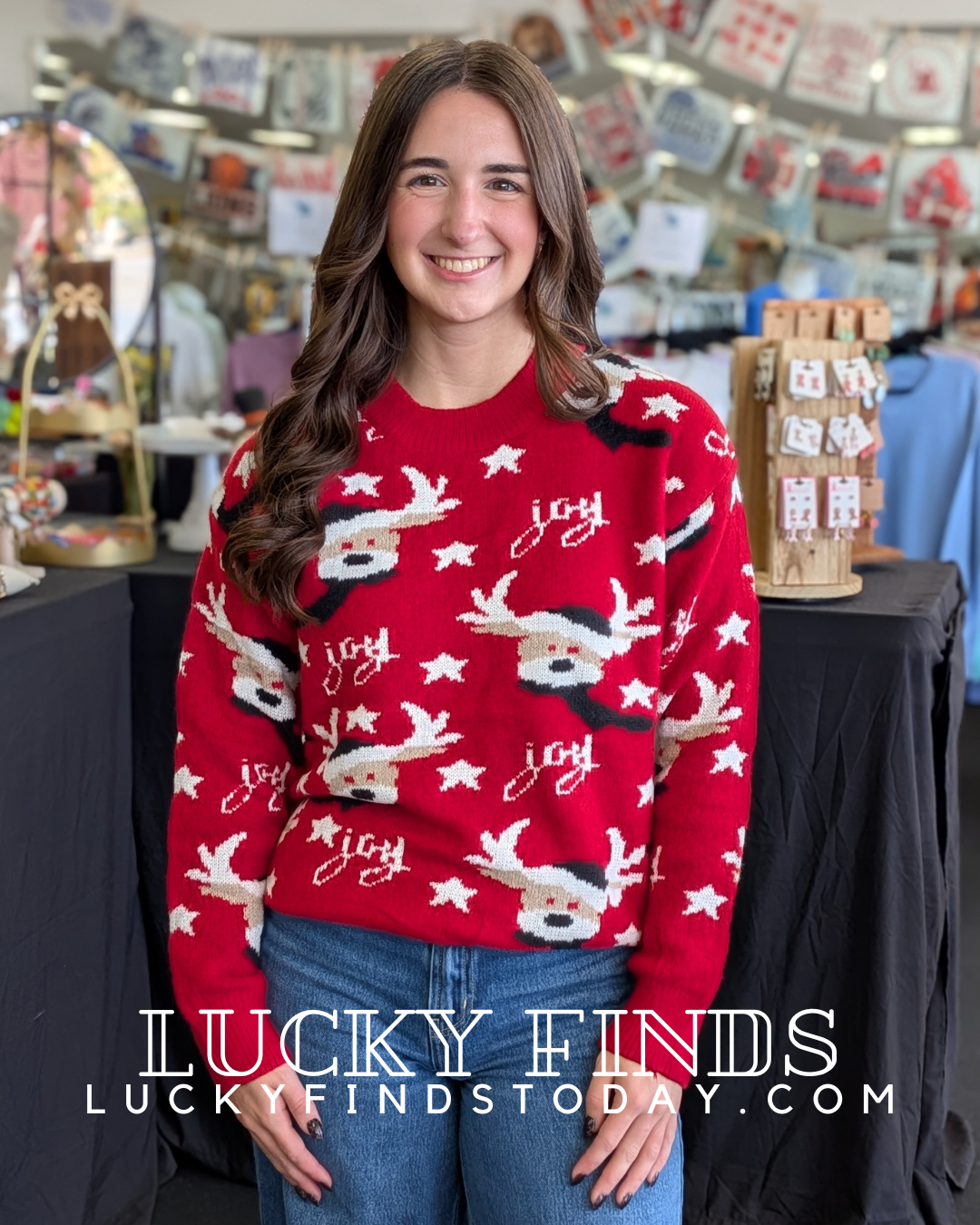 Holiday Print Sweater Top W502