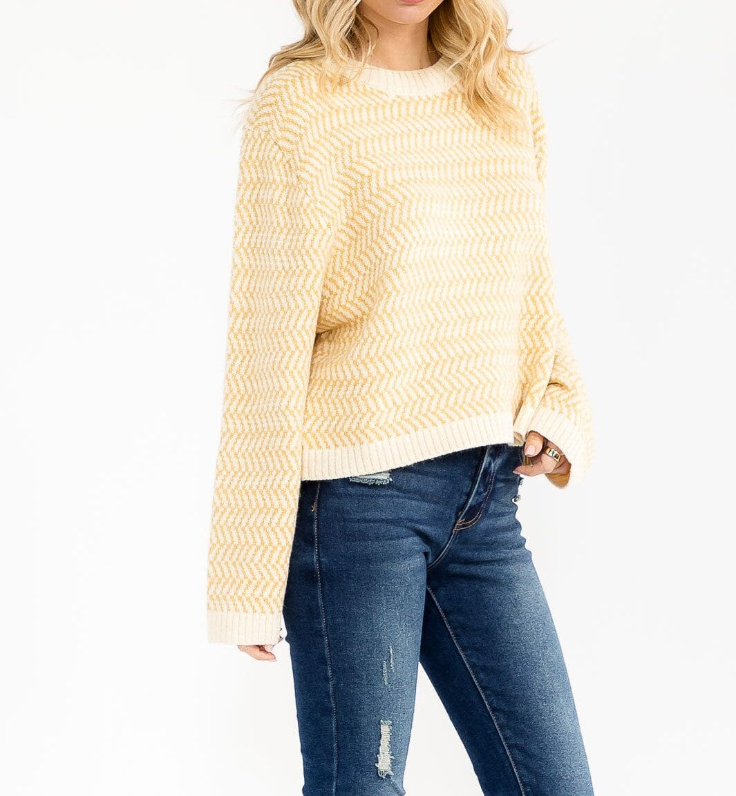 Cozy Color Block Sweater Top W516