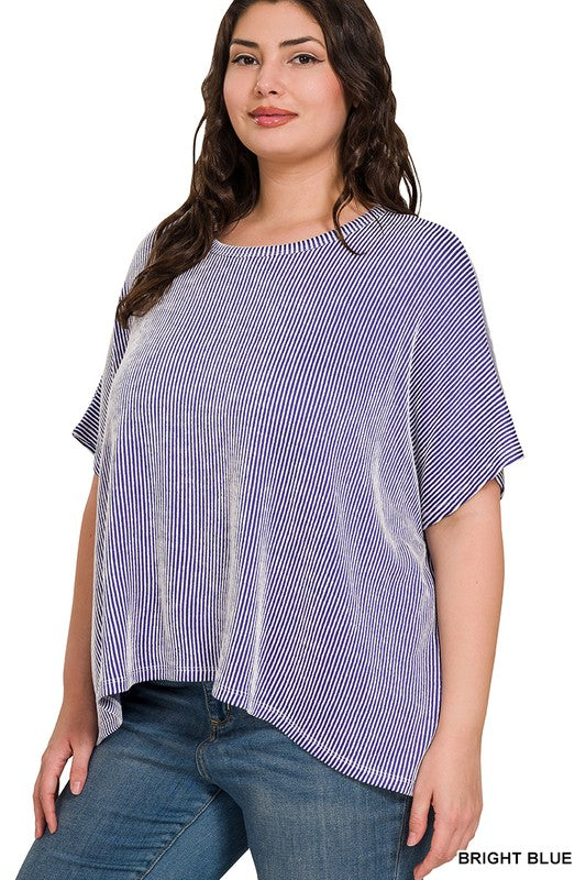 Comfy Striped Curvy Top Z715